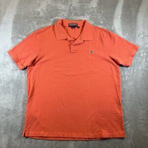 Vineyard Vines Polo Shirt Mens Size‎ Large Orange Coral Lightweight Cotton